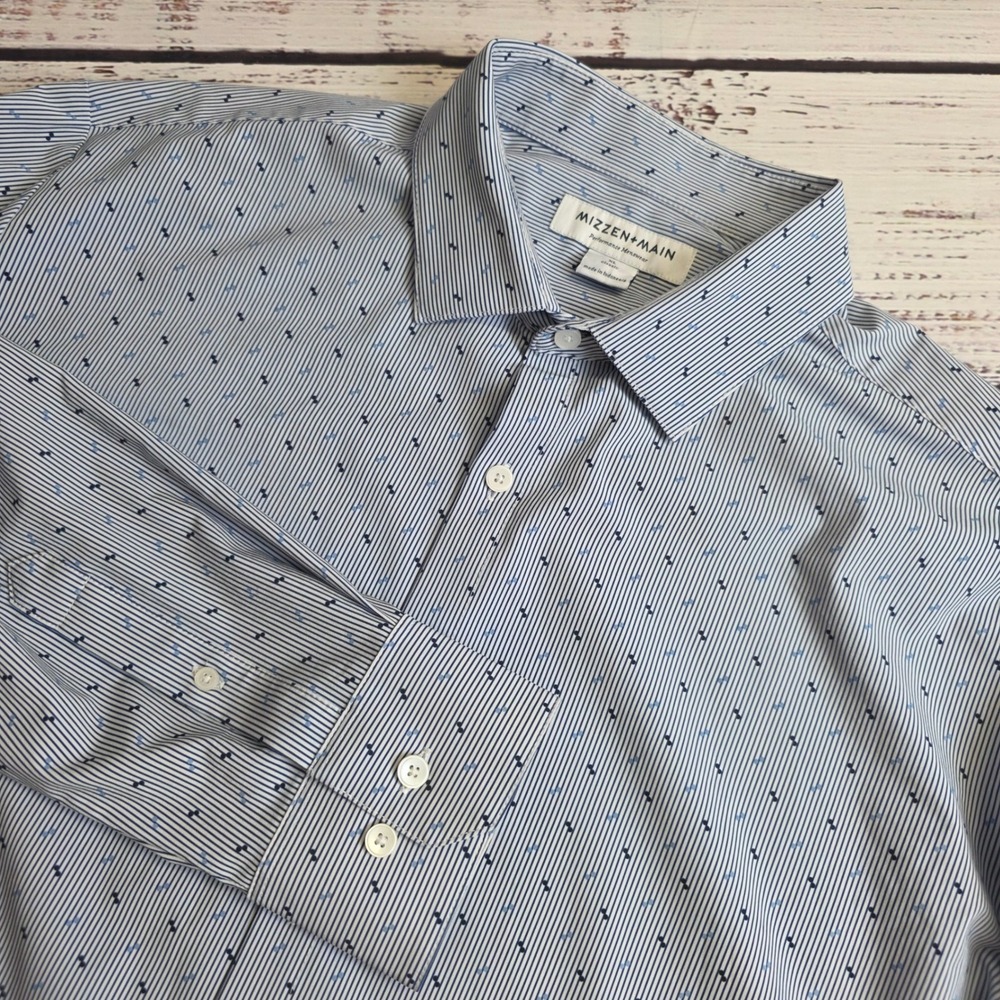 Mizzen+Main Mens XL Classic Leeward Performance Dress Shirt Blue LEEF2040102